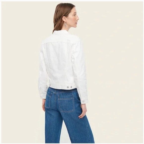 J. Crew 100% Cotton White Denim Button Front Jean Jacket Size M - Picture 2 of 8